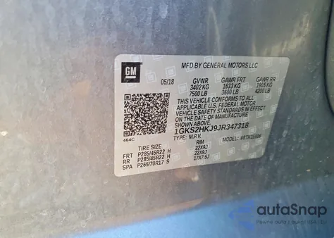 2018 GMC Yukon Xl Denali z USA, uszkodzony, nr VIN 1GKS2HKJ9JR347318